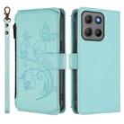 For Motorola Moto G15 / G15 Power Butterfly Love Flower Multi-card Zipper Wallet Leather Phone Case(Mint Green) - 2