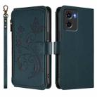 For Motorola Moto E15 / G05 Butterfly Love Flower Multi-card Zipper Wallet Leather Phone Case(Dark Green) - 2