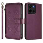 For Motorola Moto G 5G 2025 Butterfly Love Flower Multi-card Zipper Wallet Leather Phone Case(Dark Purple) - 2