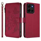 For Motorola Moto G 5G 2025 Butterfly Love Flower Multi-card Zipper Wallet Leather Phone Case(Wine Red) - 2