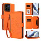For Motorola Moto G 5G 2025 Butterfly Love Flower Multi-card Zipper Wallet Leather Phone Case(Orange) - 1