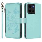 For Motorola Moto G 5G 2025 Butterfly Love Flower Multi-card Zipper Wallet Leather Phone Case(Mint Green) - 2