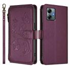 For Motorola Moto G Play 2025 Butterfly Love Flower Multi-card Zipper Wallet Leather Phone Case(Dark Purple) - 2