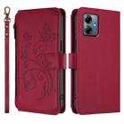 For Motorola Moto G Play 2025 Butterfly Love Flower Multi-card Zipper Wallet Leather Phone Case(Wine Red) - 2