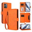 For Motorola Moto G Play 2025 Butterfly Love Flower Multi-card Zipper Wallet Leather Phone Case(Orange) - 1