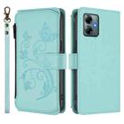 For Motorola Moto G Play 2025 Butterfly Love Flower Multi-card Zipper Wallet Leather Phone Case(Mint Green) - 2