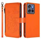 For Motorola Edge 50 Neo 5G Global Butterfly Love Flower Multi-card Zipper Wallet Leather Phone Case(Orange) - 2