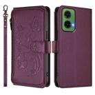 For Motorola Moto G35 5G Butterfly Love Flower Multi-card Zipper Wallet Leather Phone Case(Dark Purple) - 2