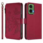 For Motorola Moto G35 5G Butterfly Love Flower Multi-card Zipper Wallet Leather Phone Case(Wine Red) - 2