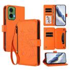For Motorola Moto G35 5G Butterfly Love Flower Multi-card Zipper Wallet Leather Phone Case(Orange) - 1