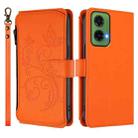For Motorola Moto G35 5G Butterfly Love Flower Multi-card Zipper Wallet Leather Phone Case(Orange) - 2