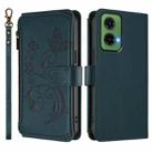 For Motorola Moto G35 5G Butterfly Love Flower Multi-card Zipper Wallet Leather Phone Case(Dark Green) - 2