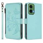 For Motorola Moto G35 5G Butterfly Love Flower Multi-card Zipper Wallet Leather Phone Case(Mint Green) - 2
