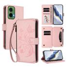 For Motorola Moto G35 5G Butterfly Love Flower Multi-card Zipper Wallet Leather Phone Case(Pink) - 1