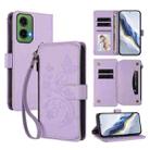 For Motorola Moto G35 5G Butterfly Love Flower Multi-card Zipper Wallet Leather Phone Case(Light Purple) - 1