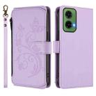 For Motorola Moto G35 5G Butterfly Love Flower Multi-card Zipper Wallet Leather Phone Case(Light Purple) - 2