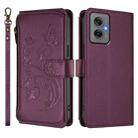 For Motorola Moto G55 5G Butterfly Love Flower Multi-card Zipper Wallet Leather Phone Case(Dark Purple) - 2