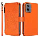 For Motorola Moto G55 5G Butterfly Love Flower Multi-card Zipper Wallet Leather Phone Case(Orange) - 2