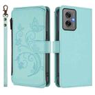For Motorola Moto G55 5G Butterfly Love Flower Multi-card Zipper Wallet Leather Phone Case(Mint Green) - 2