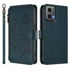 For Motorola Moto G34 5G / G45 5G Butterfly Love Flower Multi-card Zipper Wallet Leather Phone Case(Dark Green) - 2