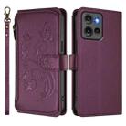 For Motorola Edge 50 5G Global Butterfly Love Flower Multi-card Zipper Wallet Leather Phone Case(Dark Purple) - 2