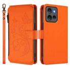 For Motorola Edge 50 5G Global Butterfly Love Flower Multi-card Zipper Wallet Leather Phone Case(Orange) - 2
