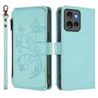 For Motorola Edge 50 5G Global Butterfly Love Flower Multi-card Zipper Wallet Leather Phone Case(Mint Green) - 2