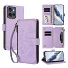 For Motorola Edge 50 5G Global Butterfly Love Flower Multi-card Zipper Wallet Leather Phone Case(Light Purple) - 1