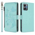 For Motorola Moto G14 4G / G64Y Butterfly Love Flower Multi-card Zipper Wallet Leather Phone Case(Mint Green) - 2