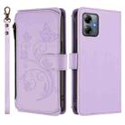 For Motorola Moto G14 4G / G64Y Butterfly Love Flower Multi-card Zipper Wallet Leather Phone Case(Light Purple) - 2