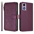 For Motorola Moto G24 4G / G04 4G Butterfly Love Flower Multi-card Zipper Wallet Leather Phone Case(Dark Purple) - 2