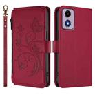For Motorola Moto G24 4G / G04 4G Butterfly Love Flower Multi-card Zipper Wallet Leather Phone Case(Wine Red) - 2