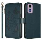 For Motorola Moto G24 4G / G04 4G Butterfly Love Flower Multi-card Zipper Wallet Leather Phone Case(Dark Green) - 2