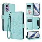 For Motorola Moto G24 4G / G04 4G Butterfly Love Flower Multi-card Zipper Wallet Leather Phone Case(Mint Green) - 1