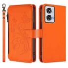 For Motorola Edge 50 Fusion 5G Global Butterfly Love Flower Multi-card Zipper Wallet Leather Phone Case(Orange) - 2