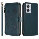 For Motorola Edge 50 Fusion 5G Global Butterfly Love Flower Multi-card Zipper Wallet Leather Phone Case(Dark Green) - 2