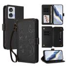For Motorola Edge 50 Fusion 5G Global Butterfly Love Flower Multi-card Zipper Wallet Leather Phone Case(Black) - 1