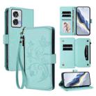For Motorola Edge 50 Fusion 5G Global Butterfly Love Flower Multi-card Zipper Wallet Leather Phone Case(Mint Green) - 1