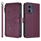 For Motorola Edge 5G 2024 Curved Global Butterfly Love Flower Multi-card Zipper Wallet Leather Phone Case(Dark Purple) - 2
