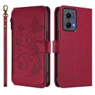 For Motorola Edge 5G 2024 Curved Global Butterfly Love Flower Multi-card Zipper Wallet Leather Phone Case(Wine Red) - 2