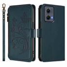For Motorola Edge 5G 2024 Curved Global Butterfly Love Flower Multi-card Zipper Wallet Leather Phone Case(Dark Green) - 2