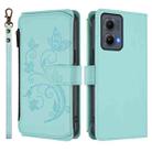 For Motorola Edge 5G 2024 Curved Global Butterfly Love Flower Multi-card Zipper Wallet Leather Phone Case(Mint Green) - 2