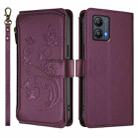 For Motorola Moto G53 5G / G13 4G Butterfly Love Flower Multi-card Zipper Wallet Leather Phone Case(Dark Purple) - 2