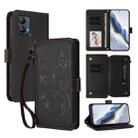 For Motorola Moto G53 5G / G13 4G Butterfly Love Flower Multi-card Zipper Wallet Leather Phone Case(Black) - 1
