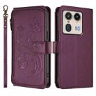 For Motorola Edge 50 Ultra Global Butterfly Love Flower Multi-card Zipper Wallet Leather Phone Case(Dark Purple) - 2