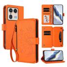 For Motorola Edge 50 Ultra Global Butterfly Love Flower Multi-card Zipper Wallet Leather Phone Case(Orange) - 1