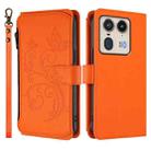For Motorola Edge 50 Ultra Global Butterfly Love Flower Multi-card Zipper Wallet Leather Phone Case(Orange) - 2