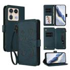 For Motorola Edge 50 Ultra Global Butterfly Love Flower Multi-card Zipper Wallet Leather Phone Case(Dark Green) - 1