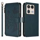 For Motorola Edge 50 Ultra Global Butterfly Love Flower Multi-card Zipper Wallet Leather Phone Case(Dark Green) - 2