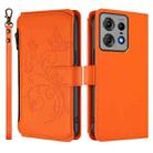 For Motorola Edge 50 Pro 5G Curved Butterfly Love Flower Multi-card Zipper Wallet Leather Phone Case(Orange) - 2